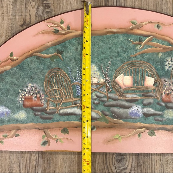 Hand Painted Wood Wall Art Garden Scene Cottage Farmhouse Decor - Picture 5 of 6